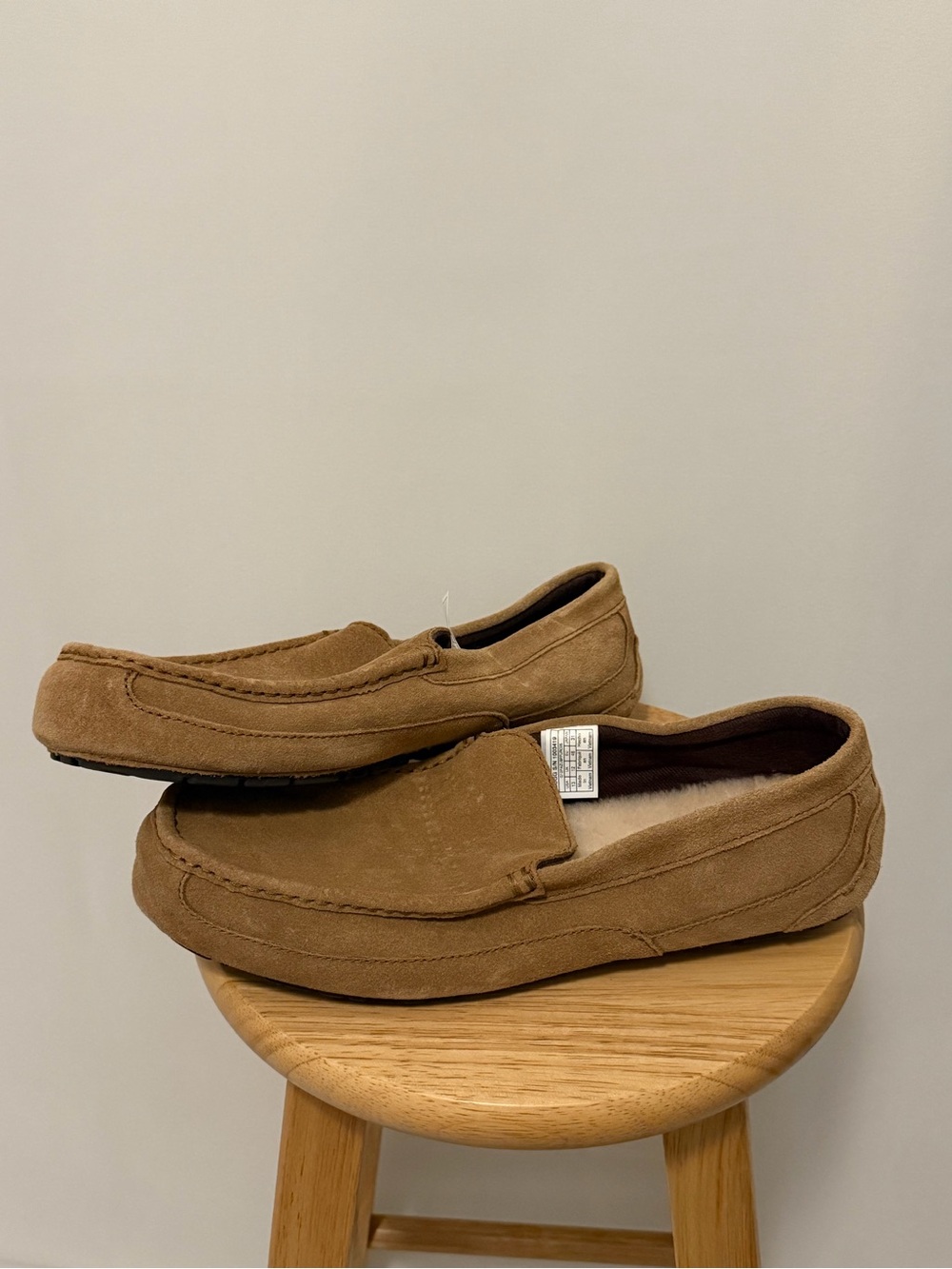 UGG Alder UGGpure Slip on Tan Suede Moccasin Wool Loafer Shoes 1003419 Men US13